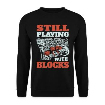 Still playing with blocks, Mechanics Engine Block - Unisex Sweatshirt - black - Front - Alina (178cm) & Michal (187cm)