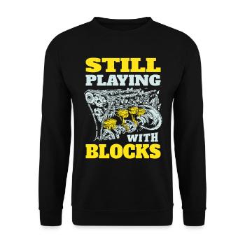 Still playing with blocks, Mechanics Engine Block - Unisex Sweatshirt - black - Front - Alina (178cm) & Michal (187cm)