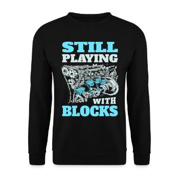 Still playing with blocks, Mechanics Engine Block - Unisex Sweatshirt - black - Front - Alina (178cm) & Michal (187cm)