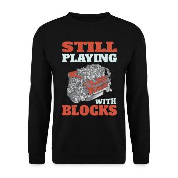 Still playing with blocks, Mechanics Engine Block - Unisex Sweatshirt - black - Front - Alina (178cm) & Michal (187cm)