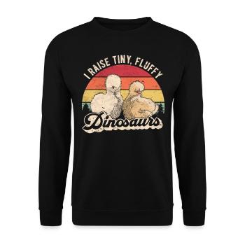Small, Fluffy Dinosaur Retro Silk Chickens - Unisex Sweatshirt - black - Front - Alina (178cm) & Michal (187cm)