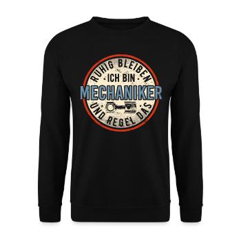 Mechaniker Regelt Das Schrauber KFZ Werkstatt - Unisex Pullover - Schwarz - Vorne - Alina (178cm) & Michal (187cm)