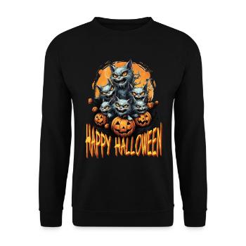 Joyeux Halloween Cats Costume de citrouille effrayant - Sweat-shirt Unisexe - noir - Devant - Alina (178cm) & Michal (187cm)