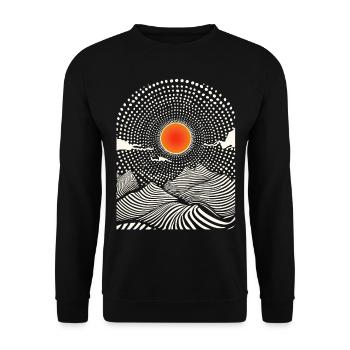 Psychedelischer Sonnenuntergang - Unisex Pullover - Schwarz - Vorne - Alina (178cm) & Michal (187cm)