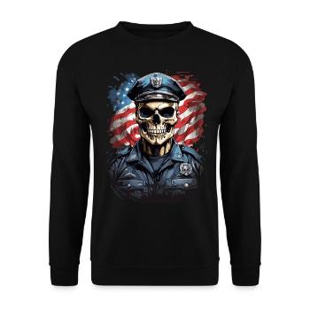 U.S. Police Skull - Unisex Sweatshirt - black - Front - Alina (178cm) & Michal (187cm)