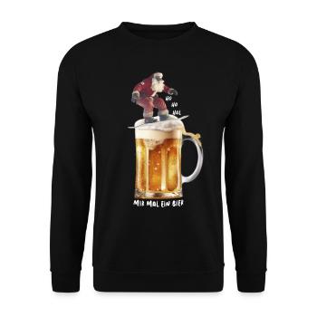 Ho Ho hol mir mal ein Bier Weihnachtsmann Surfen - Unisex Pullover - Schwarz - Vorne - Alina (178cm) & Michal (187cm)