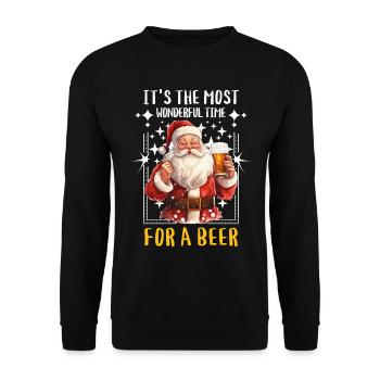 Weihnachten Bier Saufen Alkohol Weihnachtsmann - Unisex Pullover - Schwarz - Vorne - Alina (178cm) & Michal (187cm)