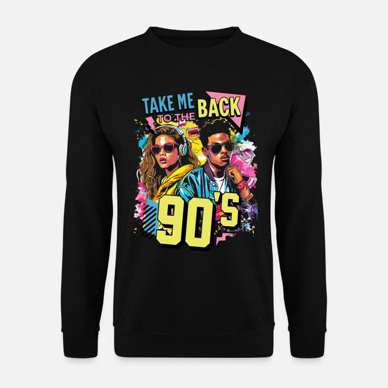90s 90er Jahre Bunt Musik Party Karneval Kostüm - Unisex Pullover - Schwarz