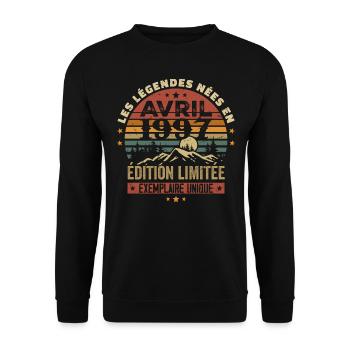 Les Légendes Sont Nées En Avril 1997 Cadeau 1997 - Sweat-shirt Unisexe - noir - Devant - Alina (178cm) & Michal (187cm)