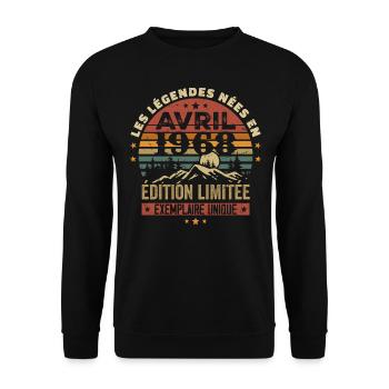 Les Légendes Sont Nées En Avril 1968 Cadeau 1968 - Sweat-shirt Unisexe - noir - Devant - Alina (178cm) & Michal (187cm)