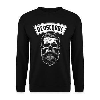 Beard Skull Old School -Oldschool- - Unisex Sweatshirt - black - Front - Alina (178cm) & Michal (187cm)