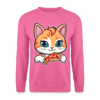 Le chat adore la pizza - Sweat-shirt Unisexe - rose - Devant