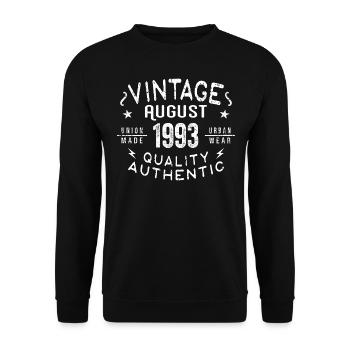 Août 1993 Cadeau d’anniversaire Août 1993 Rétro - Sweat-shirt Unisexe - noir - Devant - Alina (178cm) & Michal (187cm)
