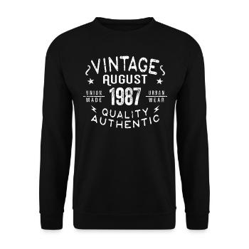 August 1987 Geburtstagsgeschenk August 1987 Retro - Unisex Pullover - Schwarz - Vorne - Alina (178cm) & Michal (187cm)