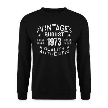 Août 1973 Cadeau d’anniversaire Août 1973 Rétro - Sweat-shirt Unisexe - noir - Devant - Alina (178cm) & Michal (187cm)