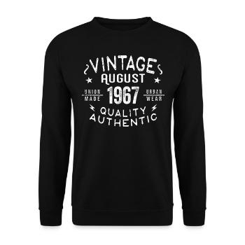 Août 1967 Cadeau d’anniversaire Août 1967 Rétro - Sweat-shirt Unisexe - noir - Devant - Alina (178cm) & Michal (187cm)