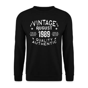 Août 1989 Cadeau d’anniversaire Août 1989 Rétro - Sweat-shirt Unisexe - noir - Devant - Alina (178cm) & Michal (187cm)