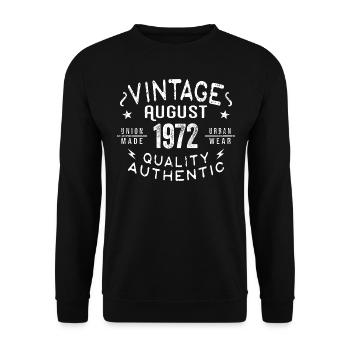 Août 1972 Cadeau d’anniversaire Août 1972 Rétro - Sweat-shirt Unisexe - noir - Devant - Alina (178cm) & Michal (187cm)