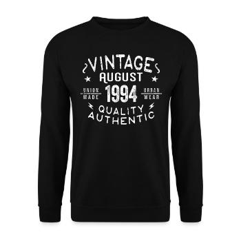 Août 1994 Cadeau d’anniversaire Août 1994 Rétro - Sweat-shirt Unisexe - noir - Devant - Alina (178cm) & Michal (187cm)