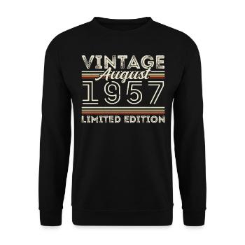Août 1957 Légende depuis août 1957 Millésime 1957 - Sweat-shirt Unisexe - noir - Devant - Alina (178cm) & Michal (187cm)