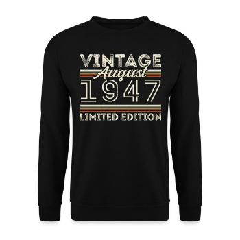 August 1947 Legende seit August 1947 Vintage 1947 - Unisex Pullover - Schwarz - Vorne - Alina (178cm) & Michal (187cm)