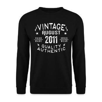 August 2011 Geburtstagsgeschenk August 2011 Retro - Unisex Pullover - Schwarz - Vorne - Alina (178cm) & Michal (187cm)