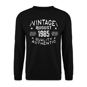 Août 1985 Cadeau d’anniversaire Août 1985 Rétro - Sweat-shirt Unisexe - noir - Devant - Alina (178cm) & Michal (187cm)