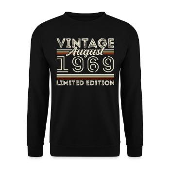 August 1969 Legende seit August 1969 Vintage 1969 - Unisex Pullover - Schwarz - Vorne - Alina (178cm) & Michal (187cm)