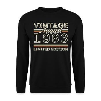 August 1963 Legende seit August 1963 Vintage 1963 - Unisex Pullover - Schwarz - Vorne - Alina (178cm) & Michal (187cm)