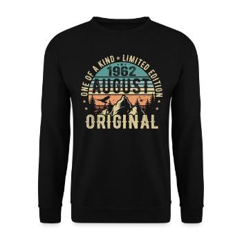 August 1962 - Born in August 1962 - Birthday - Unisex Sweatshirt - black - Front - Alina (178cm) & Michal (187cm)