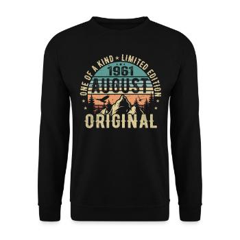 August 1961 - Born in August 1961 - Birthday - Unisex Sweatshirt - black - Front - Alina (178cm) & Michal (187cm)