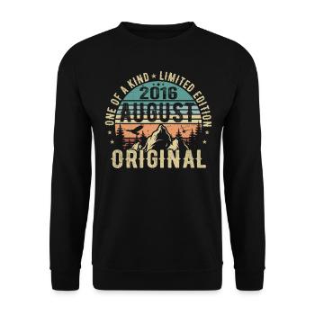 August 2016 - Born in August 2016 - Birthday - Unisex Sweatshirt - black - Front - Alina (178cm) & Michal (187cm)