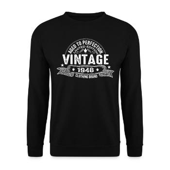 Millésime 1948 - Cadeau d’anniversaire Millésime 1948 - Sweat-shirt Unisexe - noir - Devant - Alina (178cm) & Michal (187cm)