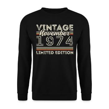 November 1974 Birthday Year November 1974 - Unisex Sweatshirt - black - Front - Alina (178cm) & Michal (187cm)