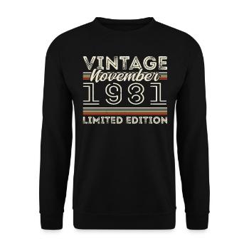 November 1981 Birthday Year November 1981 - Unisex Sweatshirt - black - Front - Alina (178cm) & Michal (187cm)
