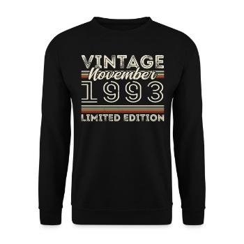 November 1993 Birthday Year November 1993 - Unisex Sweatshirt - black - Front - Alina (178cm) & Michal (187cm)