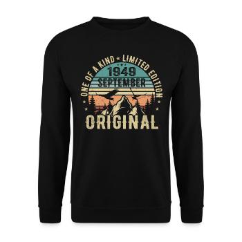 September 1949 Birthday - Legend Since September - Unisex Sweatshirt - black - Front - Alina (178cm) & Michal (187cm)