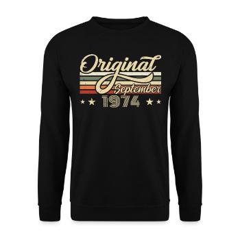 1974 Septembre Naissance Anniversaire Année de naissance 1974 - Sweat-shirt Unisexe - noir - Devant - Alina (178cm) & Michal (187cm)