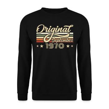 1970 Septembre Né Anniversaire Année de naissance 1970 - Sweat-shirt Unisexe - noir - Devant - Alina (178cm) & Michal (187cm)