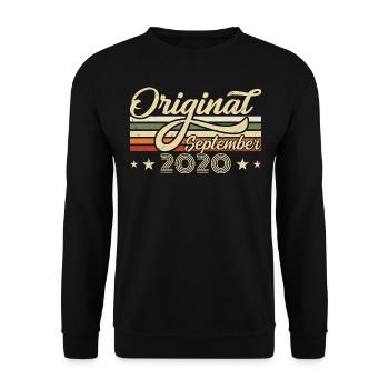 2020 September Geboren Geburtstag Geburtsjahr 2020 - Unisex Pullover - Schwarz - Vorne - Alina (178cm) & Michal (187cm)