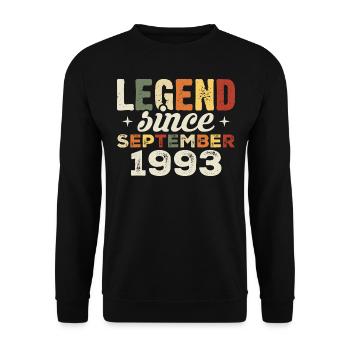 Légendaire depuis septembre 1993 Anniversaire Septembre - Sweat-shirt Unisexe - noir - Devant - Alina (178cm) & Michal (187cm)