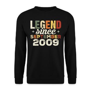 Legendary since September 2009 Birthday September - Unisex Sweatshirt - black - Front - Alina (178cm) & Michal (187cm)