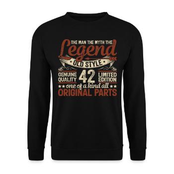42 Jahre alt, Legenden 1982 Jahrgang 1982 Jubiläum - Unisex Pullover - Schwarz - Vorne - Alina (178cm) & Michal (187cm)