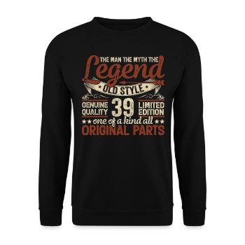 39 Jahre alt, Legenden 1985 Jahrgang 1985 Jubiläum - Unisex Pullover - Schwarz - Vorne - Alina (178cm) & Michal (187cm)