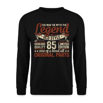 85 Jahre alt, Legenden 1939 Jahrgang 1939 Jubiläum - Unisex Pullover - Schwarz - Vorne - Alina (178cm) & Michal (187cm)