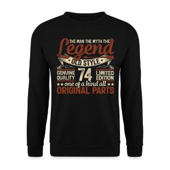 74 Jahre alt, Legenden 1950 Jahrgang 1950 Jubiläum - Unisex Pullover - Schwarz - Vorne - Alina (178cm) & Michal (187cm)