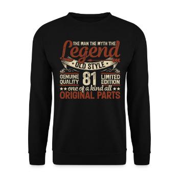 81 Jahre alt, Legenden 1943 Jahrgang 1943 Jubiläum - Unisex Pullover - Schwarz - Vorne - Alina (178cm) & Michal (187cm)