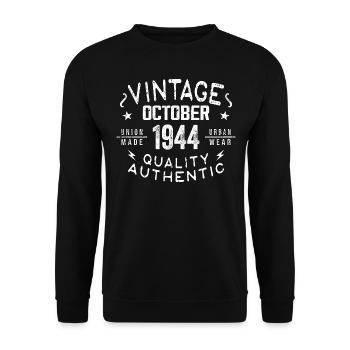 Né en octobre 1944 Don en octobre - 1944 - Sweat-shirt Unisexe - noir - Devant - Alina (178cm) & Michal (187cm)