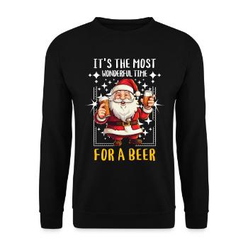 Christmas Beer Drinking Alcohol Santa Claus - Unisex Sweatshirt - black - Front - Alina (178cm) & Michal (187cm)