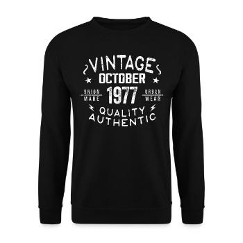 Né en octobre 1977 Don en octobre - 1977 - Sweat-shirt Unisexe - noir - Devant - Alina (178cm) & Michal (187cm)